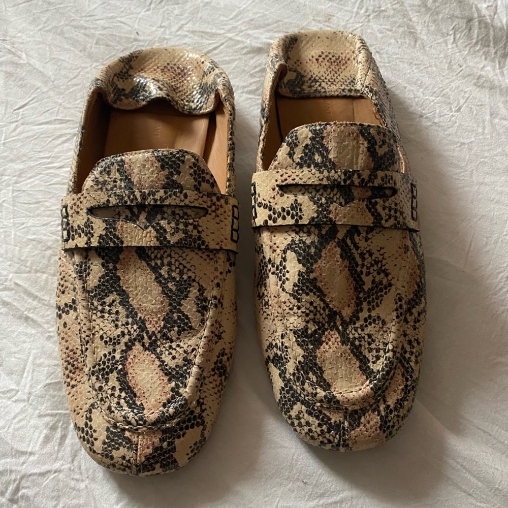 Isabel Marant Fezzy Snakeskin Embossed Leather Convertible Penny Loafer Mules 39